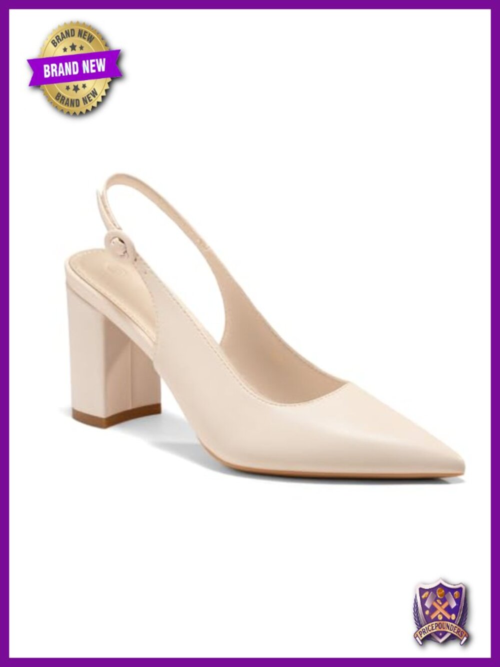 Pointed Toe Block Heel Pumps Slingback Chunky Heel Slip On Work Party Dress
